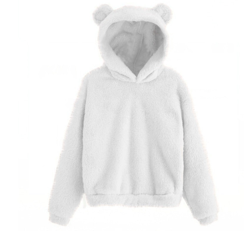 Pull à capuche chaud en peluche avec oreilles de lapin pour l'automne et l'hiver