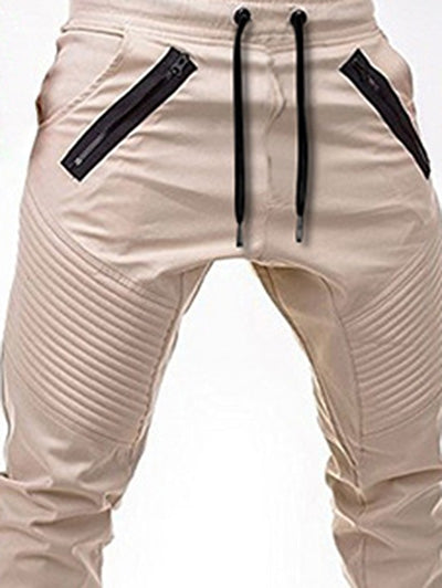 Zippers Embellished Drawstring Jogger Pants