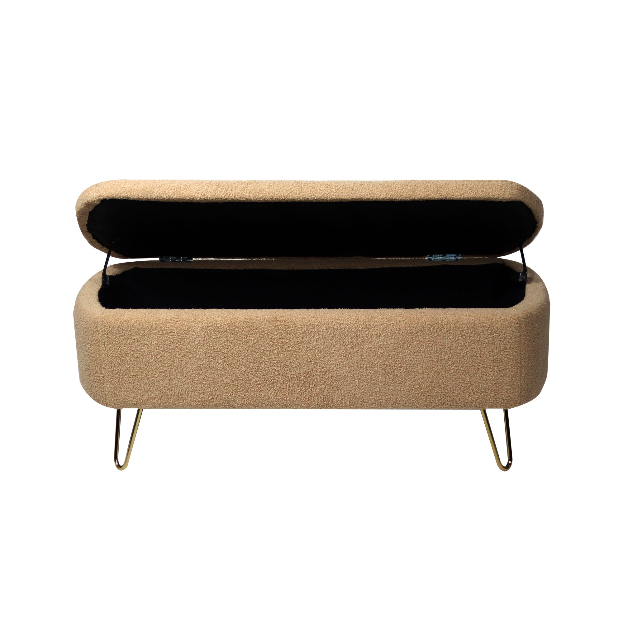 Camel Storage Ottoman Bench for End of Bed Gold Legs