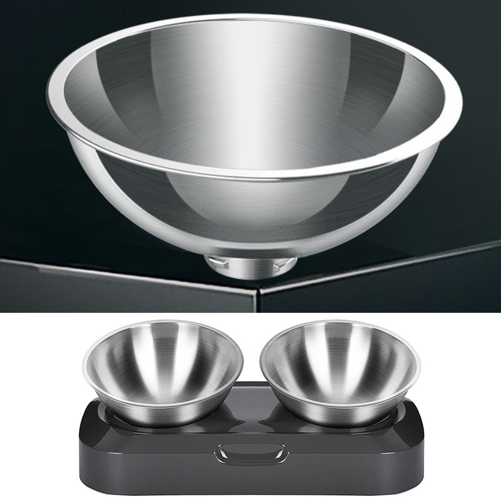 Pet Stainless Steel Bowl Pet Stainless Steel Double Bowl Cat Food Basin Single Bowl Double Bowl Cat Supplies Pet Double Bowl