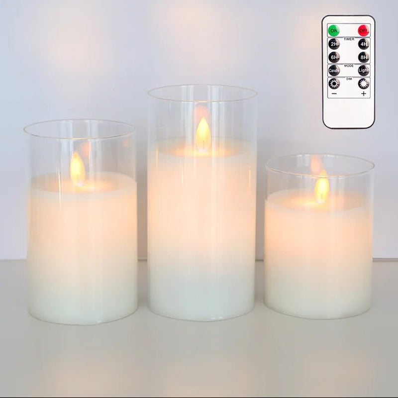 Electroplated Glass LED Electronic Candle Lamp Rechargeable Remote Control Candle Lamp