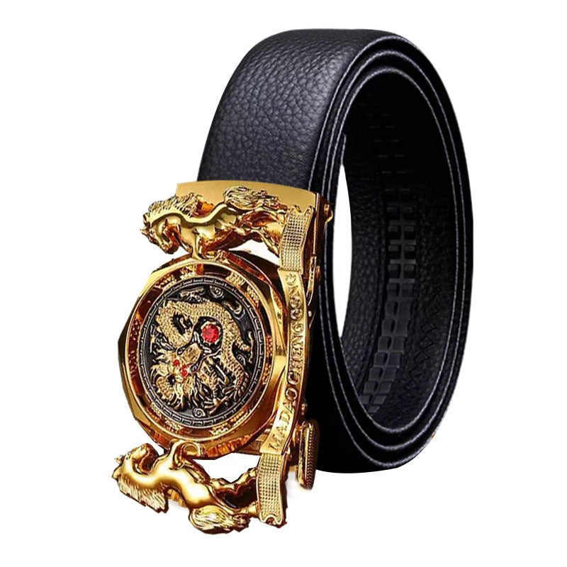 Year of the Loong automatic belt buckle leather belt