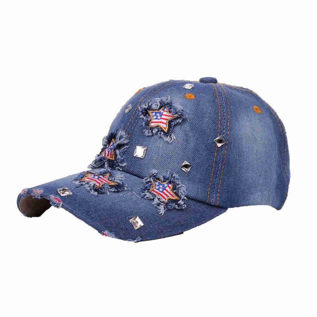 Casquettes de baseball Snapback Vintage Denim Jeans avec étoile du drapeau américain