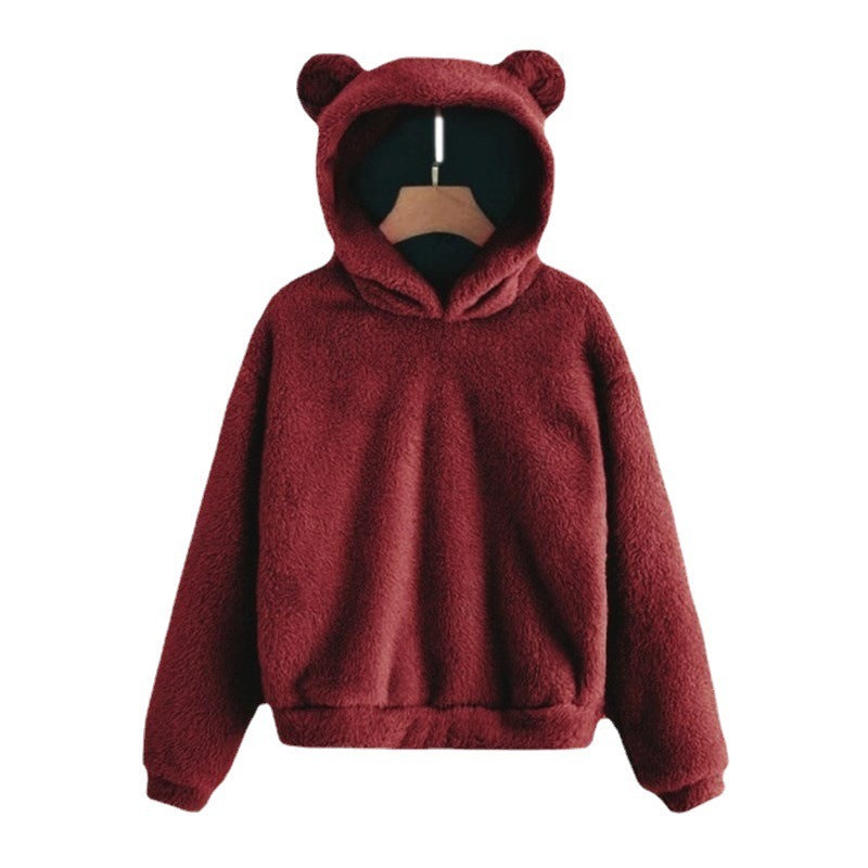 Pull à capuche chaud en peluche avec oreilles de lapin pour l'automne et l'hiver