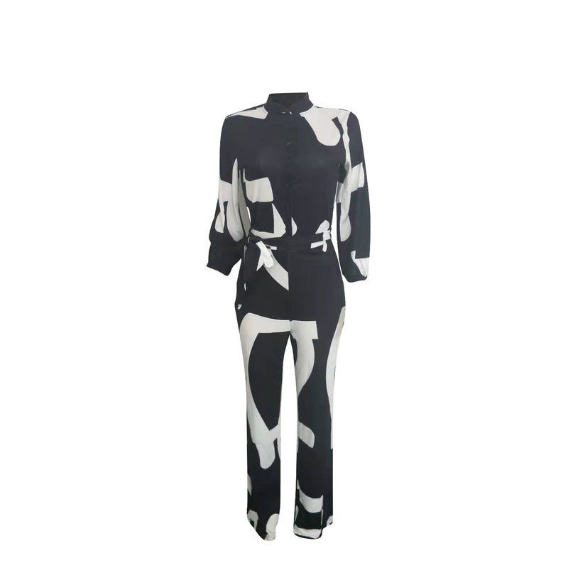 sexy long sleeved lace up jumpsuit women