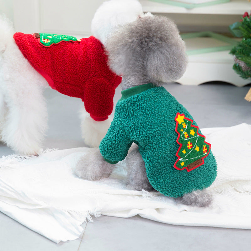 Ropa para perros Otoño/Invierno Ropa para mascotas Nuevo osito de peluche Ropa para perros pequeños Suéter de árbol de Navidad de invierno 