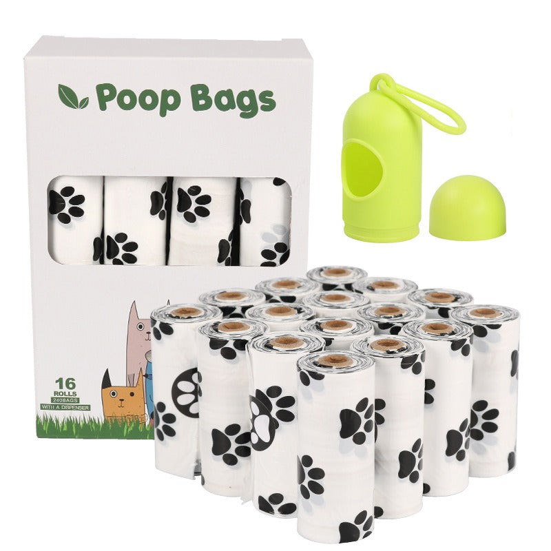 White Footprint Dog Poop Collection Bag D2W Photo Oxygen Degradation Pet Garbage Bag Pet Supplies