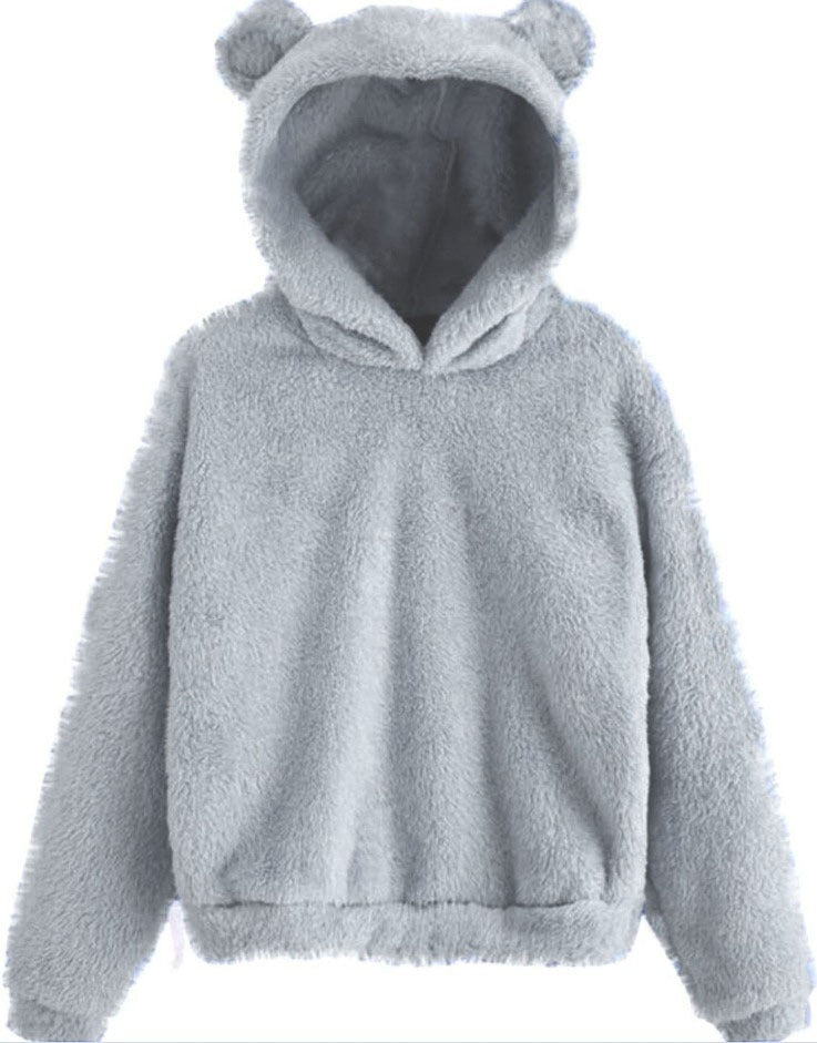 Pull à capuche chaud en peluche avec oreilles de lapin pour l'automne et l'hiver