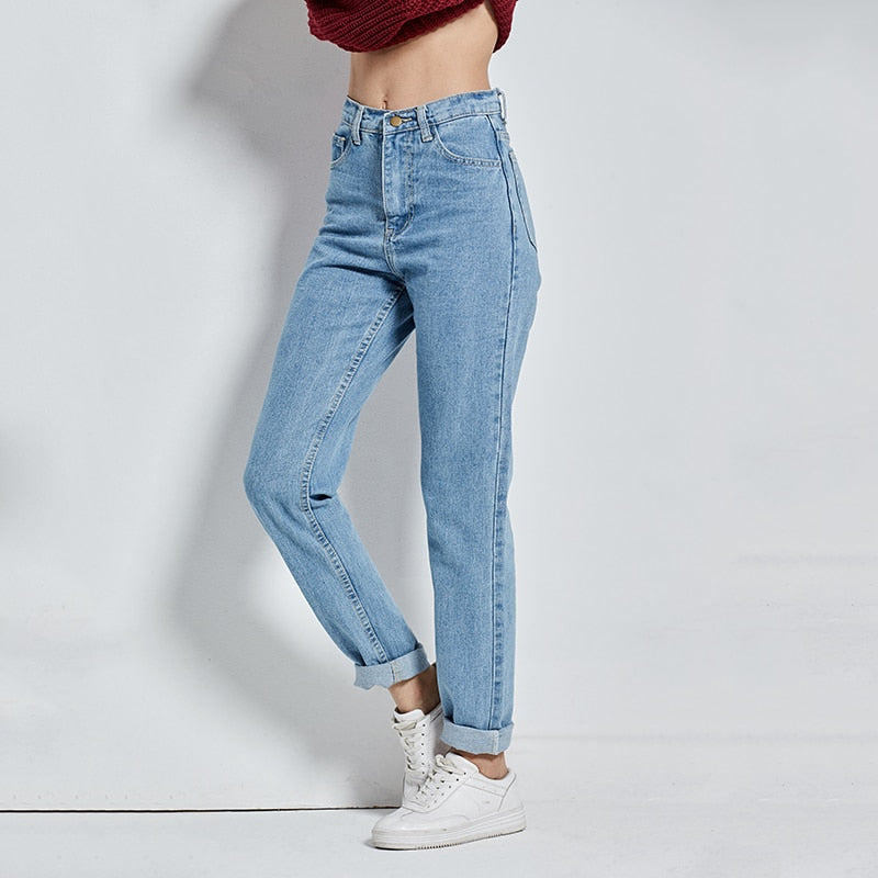 Slim Pencil Pants Vintage High Waist Jeans Full Length Pants Loose Cowboy Pants