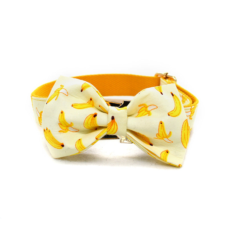 Collar de tracción para perros con forma de plátano amarillo, suministros para mascotas, se puede grabar con hebilla de metal dorado, cuerda de 1,5 m