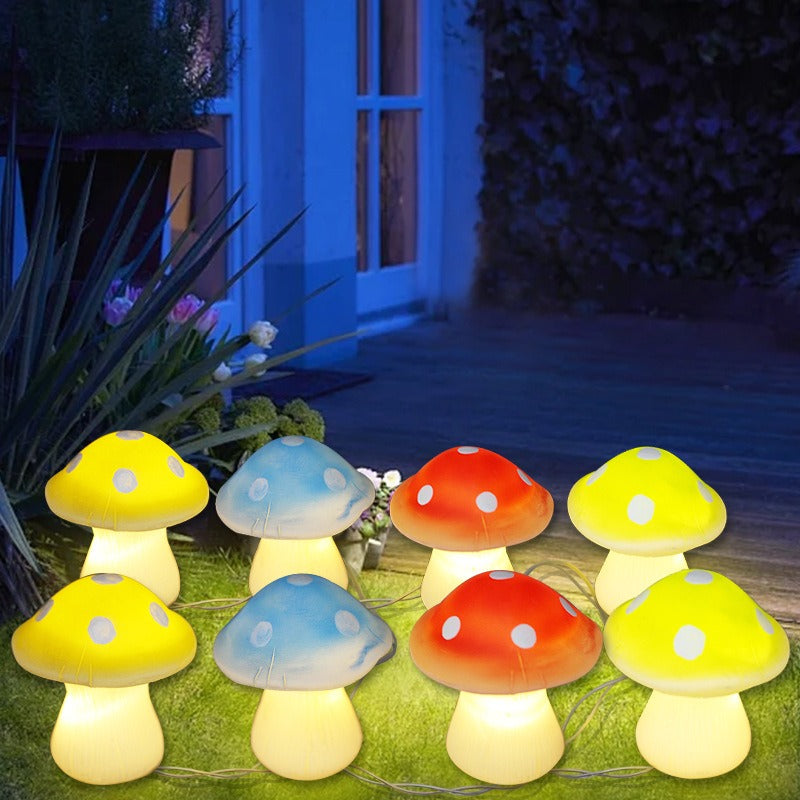 Resin solar lamp transparent colored mushroom string lamp