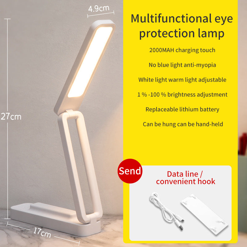 Creative Desk Lamp For Students Dormitory Learning Dual Use Clamshell Folding Eye Protection Bedside Reading Lamp