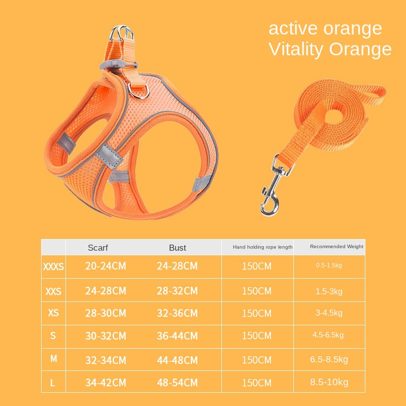 Suministros para mascotas Chaleco Correa para mascotas Correa para el pecho para perros y gatos Cadena reflectante transpirable para pasear perros