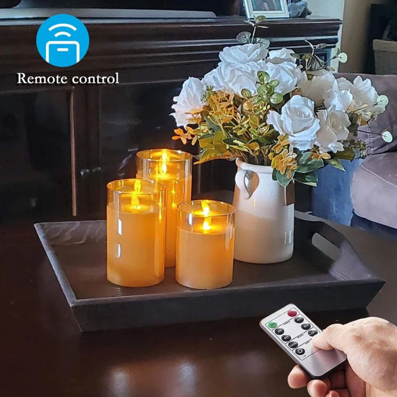 Electroplated Glass LED Electronic Candle Lamp Rechargeable Remote Control Candle Lamp