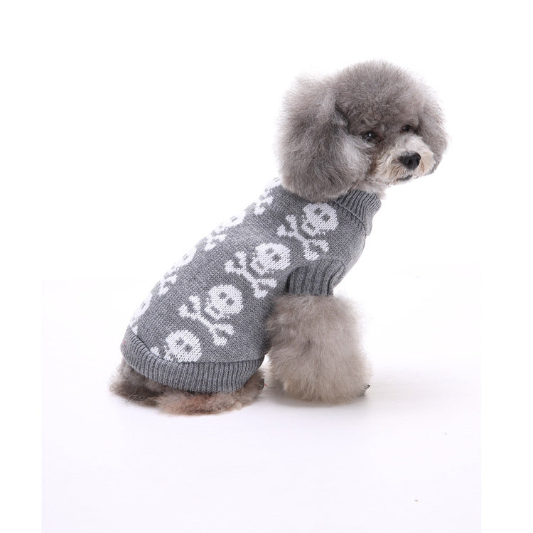 Nouveau pull pour animaux de compagnie automne et hiver petite tête de mort personnalité Halloween vêtements pour animaux de compagnie vêtements pour chats et chiens 