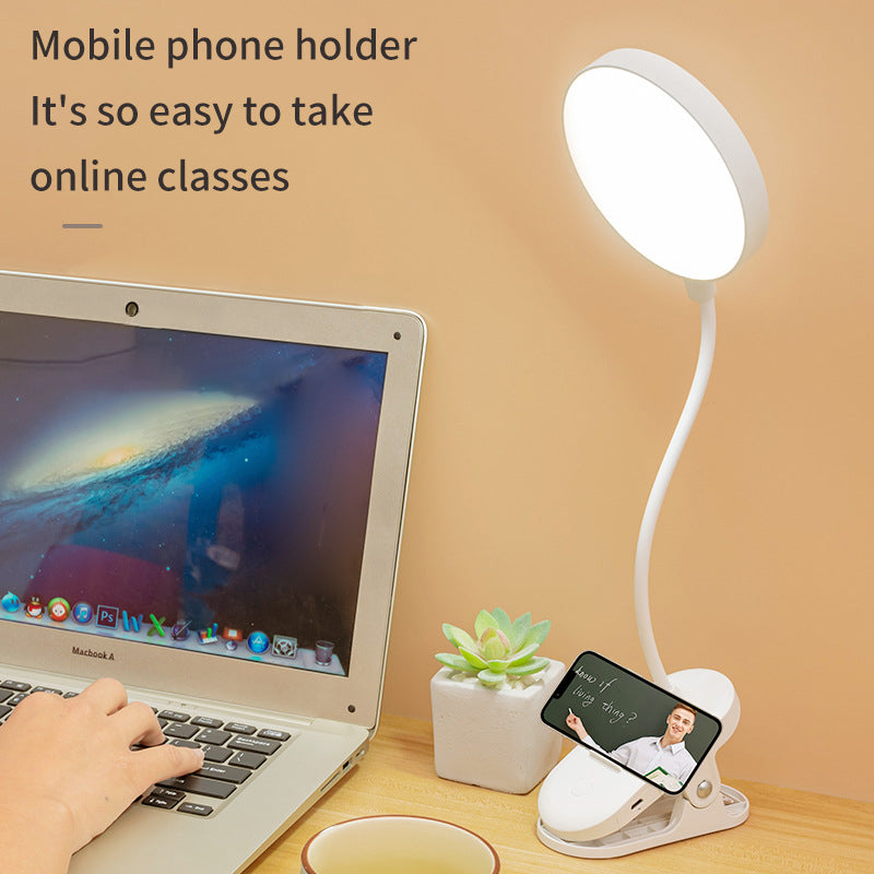 Lampe de bureau à pince pour étude avec dortoir étudiant, lampe de protection des yeux à domicile, lampe de chevet LED rechargeable pour chambre à coucher