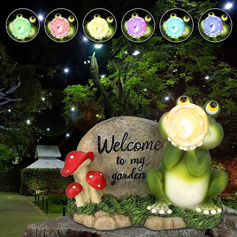 Solar garden lamp frog resin statue decoration