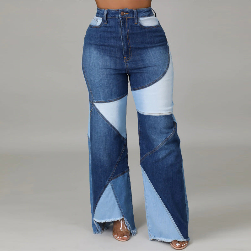 Women's Contrast Color Fashion Trend Jeans