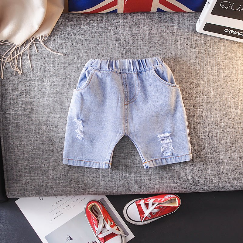 Boys And Girls Baby Denim Elastic Shorts