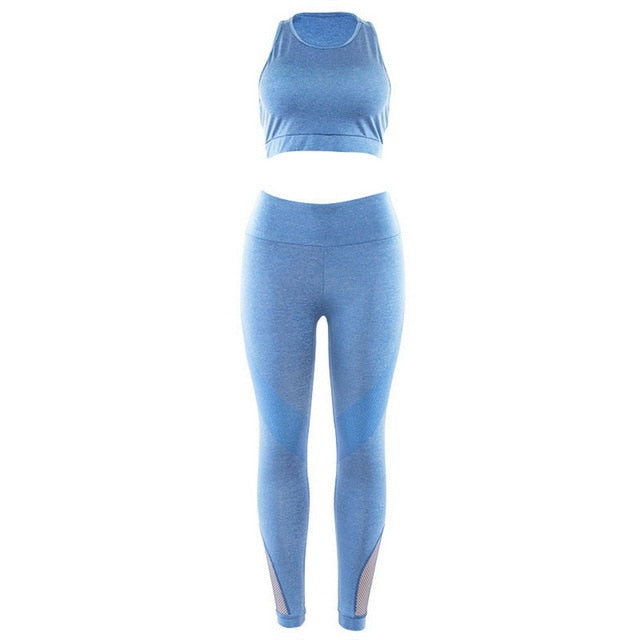 Vertvie Women Seamless Yoga Set Fitness Sportswear Female Gym Leggings Push Up Padded Sport Bra Solid Tracksuit Workout Clothes