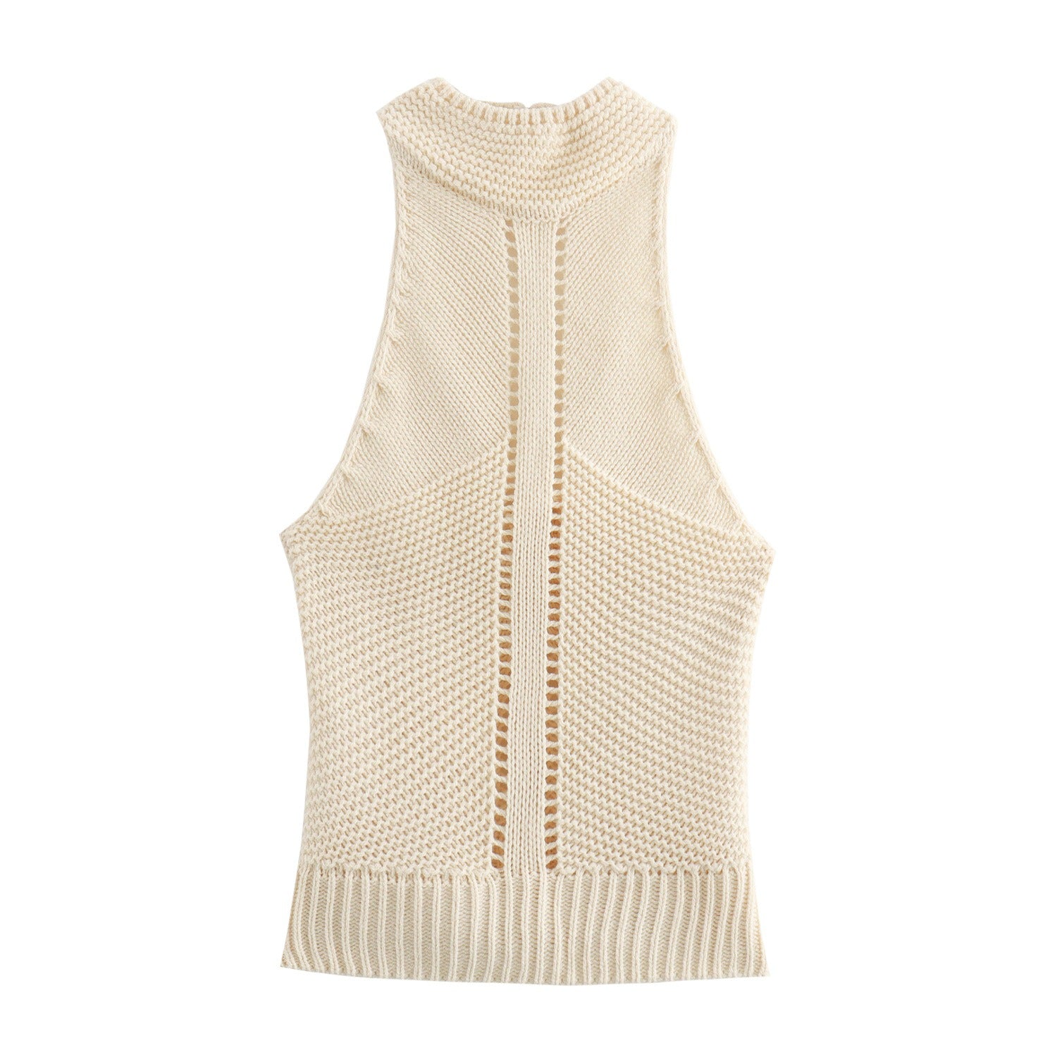 Hanging neck knitted slim fit sweater vest