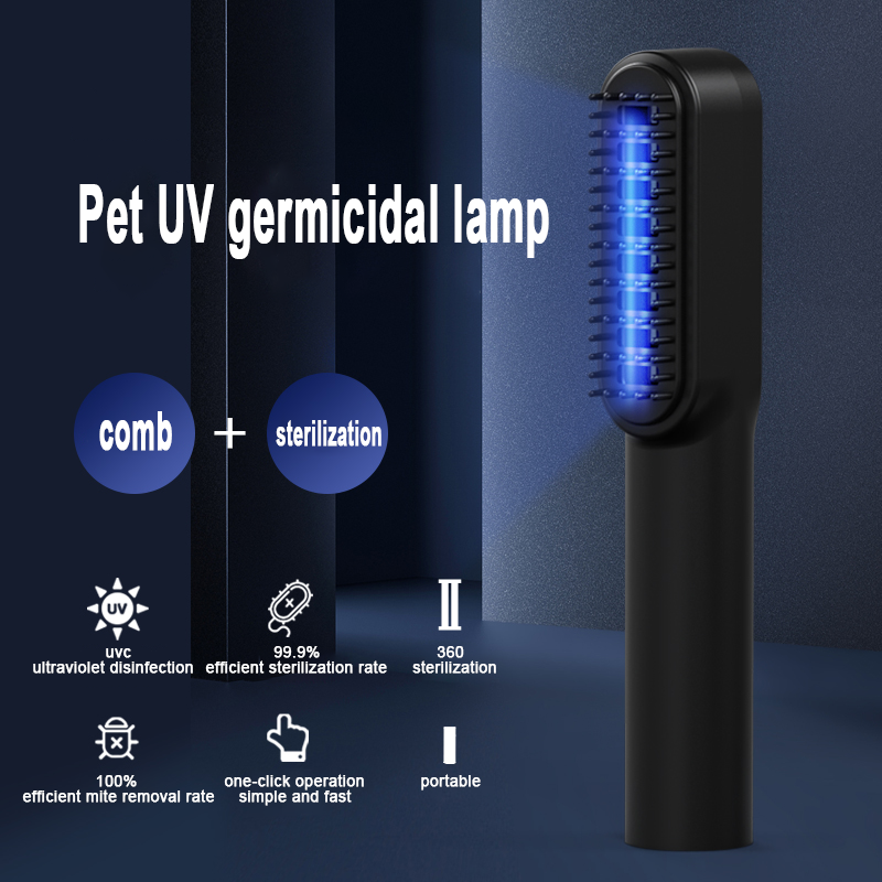 Peine para mascotas con luz ultravioleta para eliminar ácaros, desodorante, peine de limpieza para perros y gatos, cepillo recargable por USB para mascotas