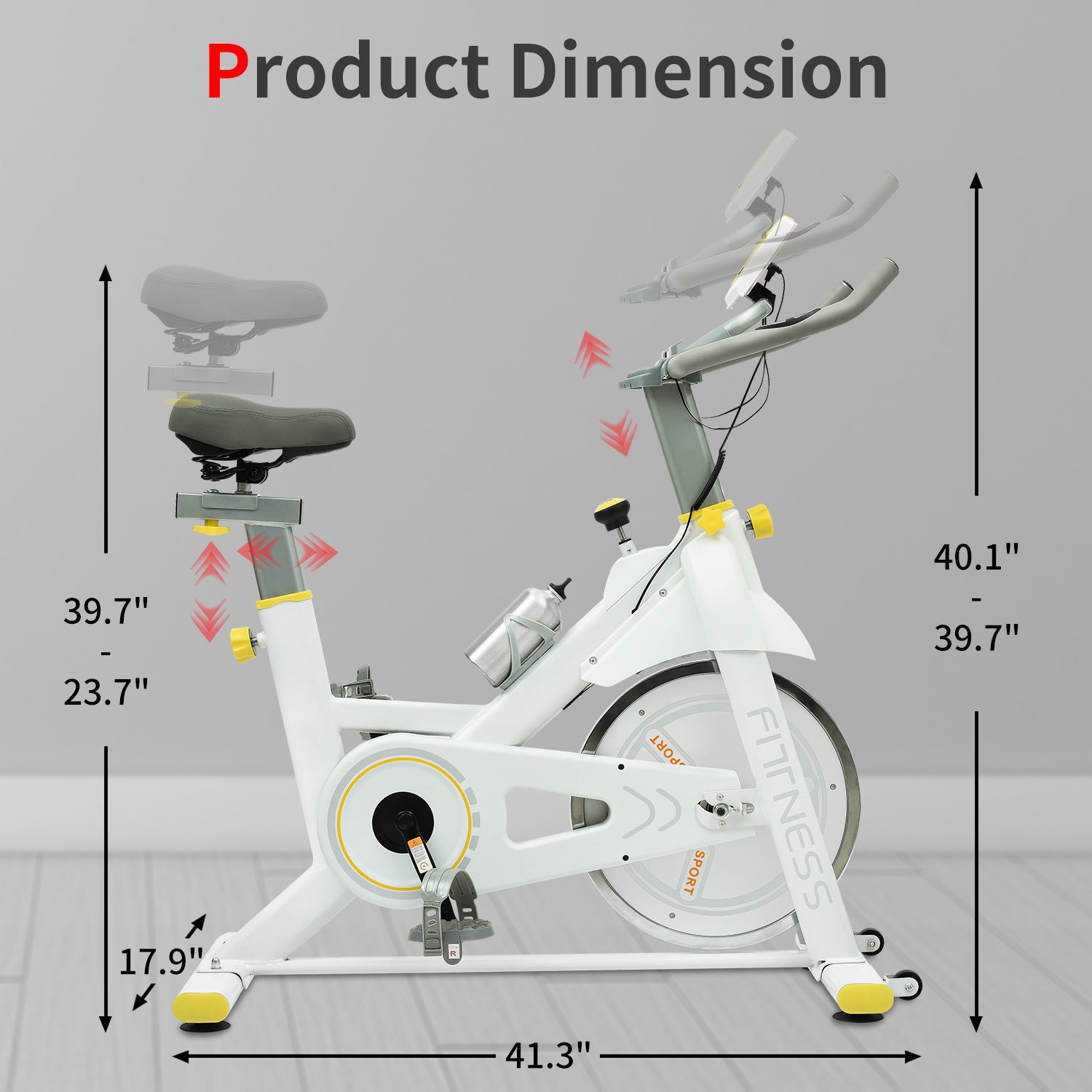 Bicicleta de ejercicio para interiores Bicicleta de ciclismo con cómodo cojín de asiento Amarillo + Blanco