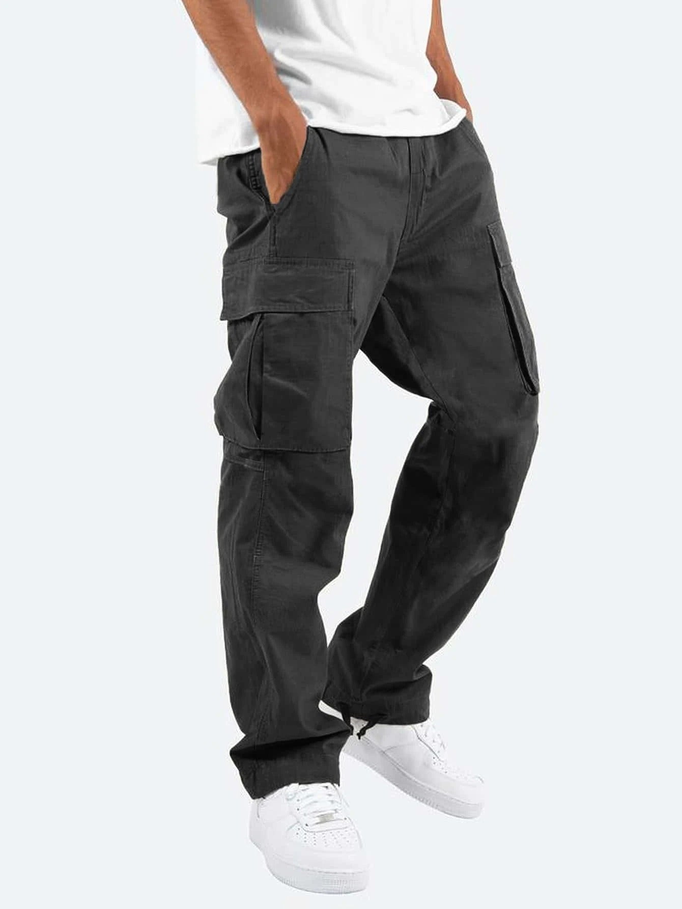 Salopette pour hommes de nouveau style, pantalon décontracté à poches multiples avec cordon de serrage