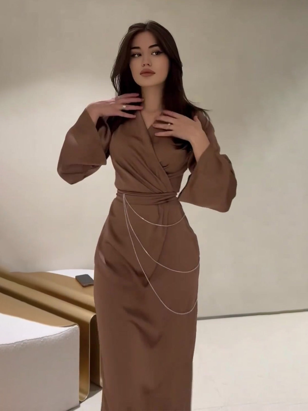 Robe longue à taille longue, nouveau style d'automne