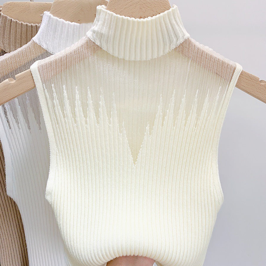 Hollow out tank top for women's inner layer with bottom knit sweater new sleeveless top for spring and autumn