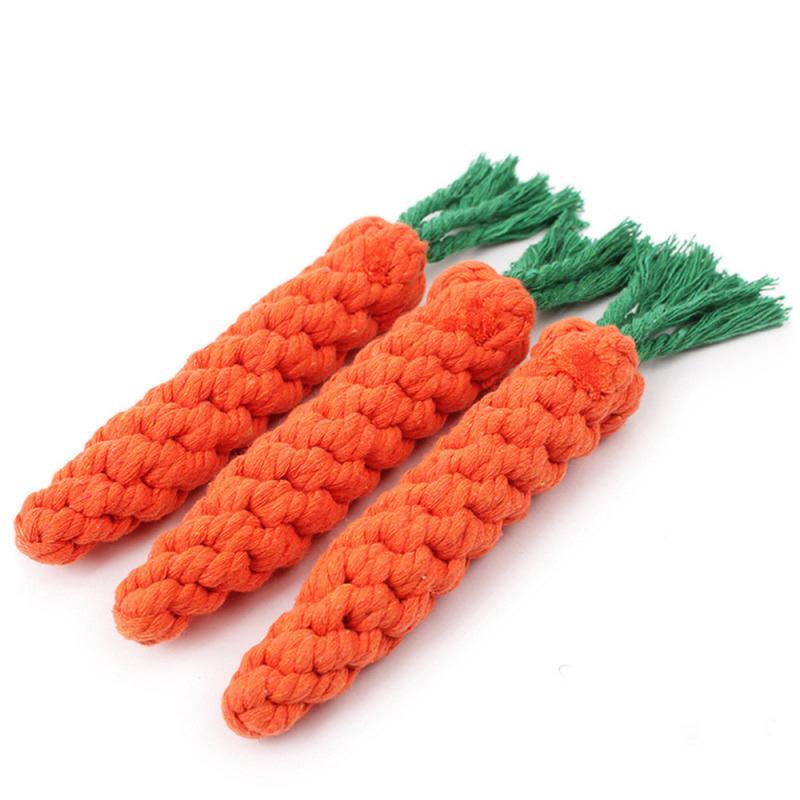 Funny pet toy carrot pet dog toy 24 cm long woven cotton rope puppy chew toy