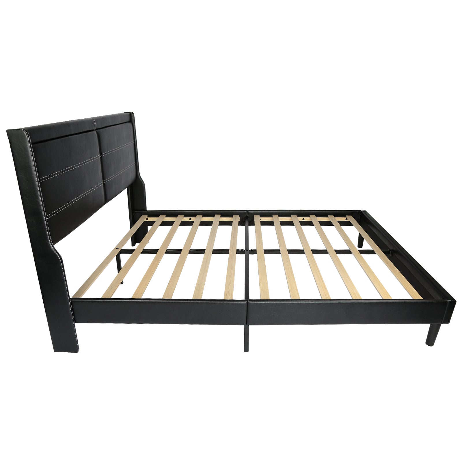 Stylish Queen Size PU Leather Upholstered Bed Frame Platform Bed Black