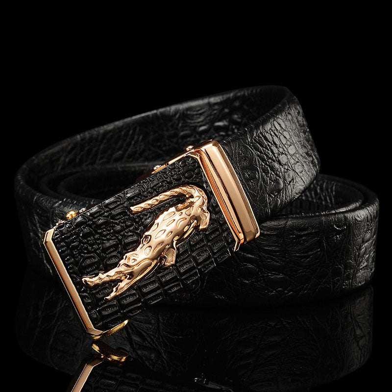 Ceinture en cuir véritable à motif crocodile