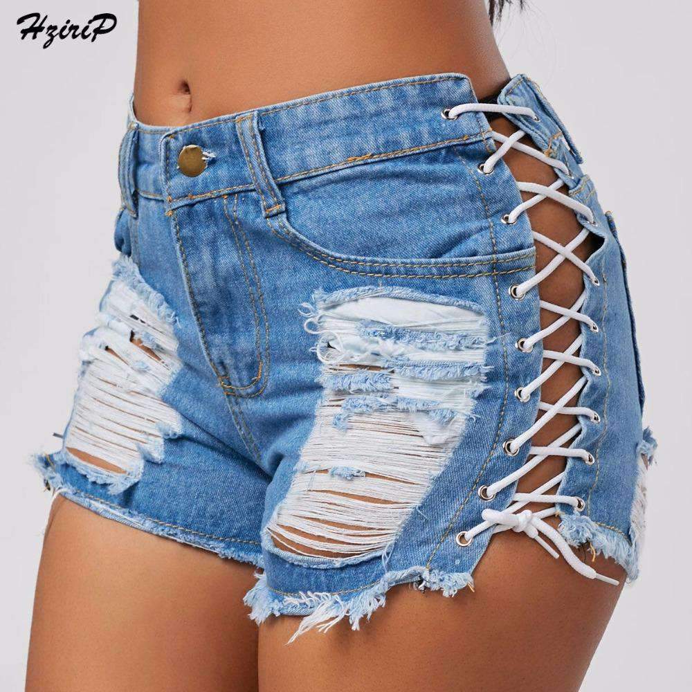 High Waist Ripped Jeans Short