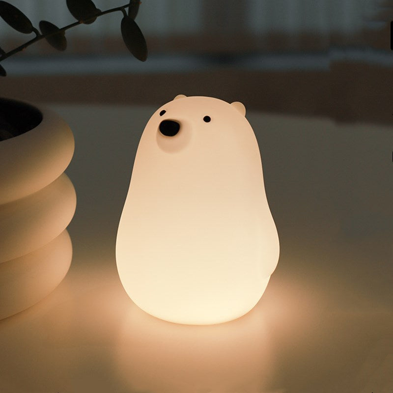 Little White Bear Silicone Lamp USB Charging Bedside Timing With Sleeping Lamp Children's Cartoon Bedroom Led Pat Night Lamp