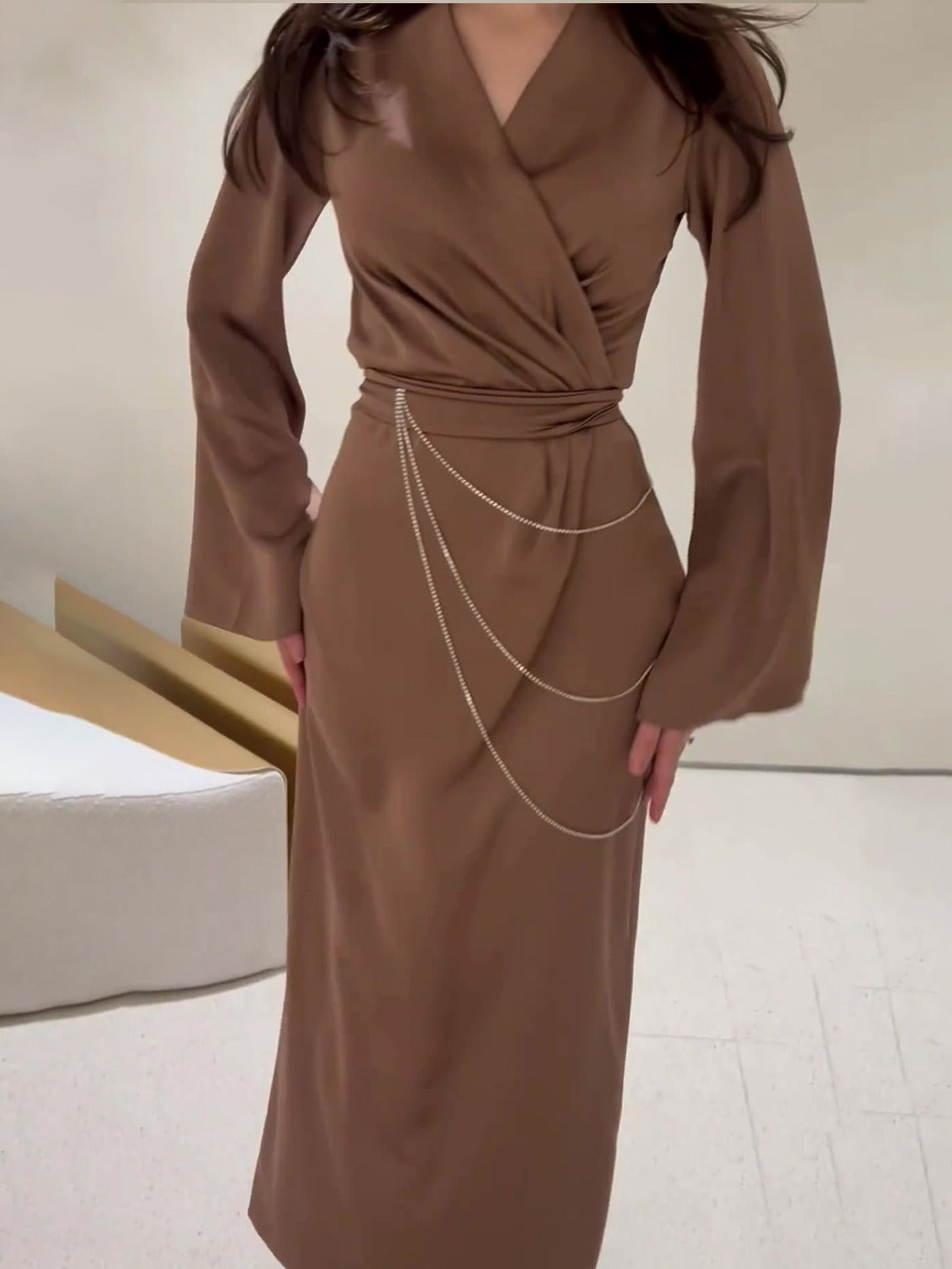 Robe longue à taille longue, nouveau style d'automne