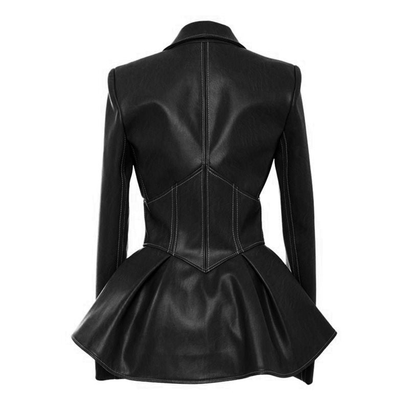 Women Jacket Black Gothic Faux Leather PU Jacket Women Winter Spring Motorcycle Jacket Black Faux Goth Leather Coats