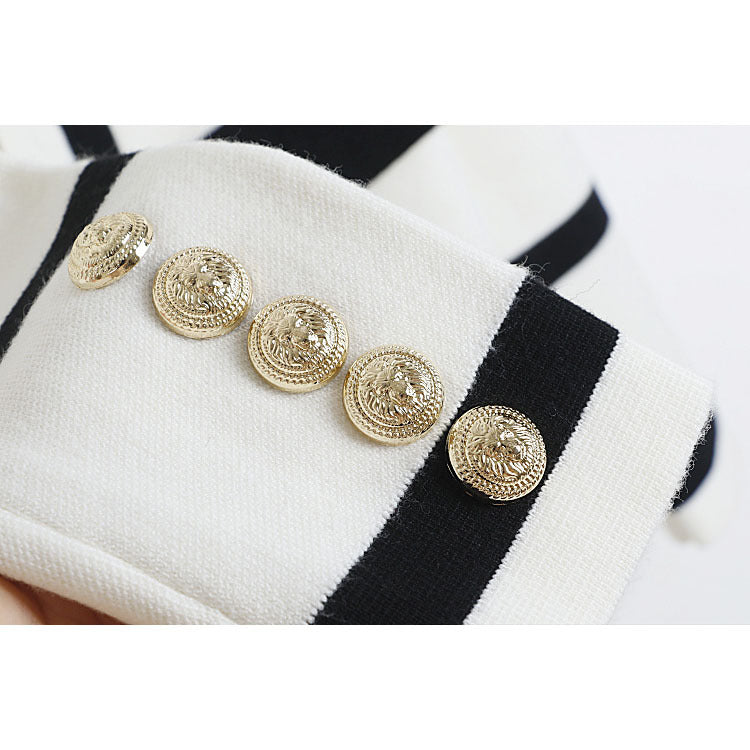 Tops for Women Luxury Gold Buttons Knitted Sweater Mujer Autumn Winter Cardigans Para Mujer