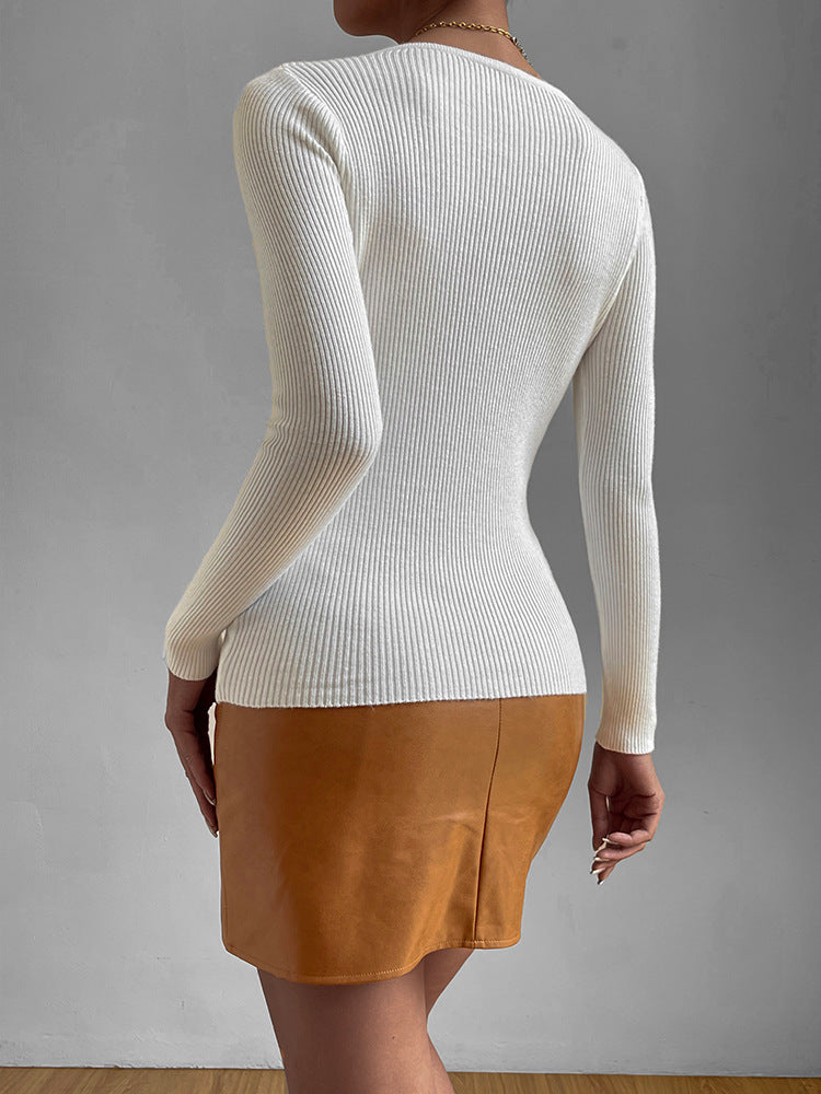 Manteau de base en tricot pour femme automne et hiver, pull décontracté et confortable, pull de couleur unie irrégulier 