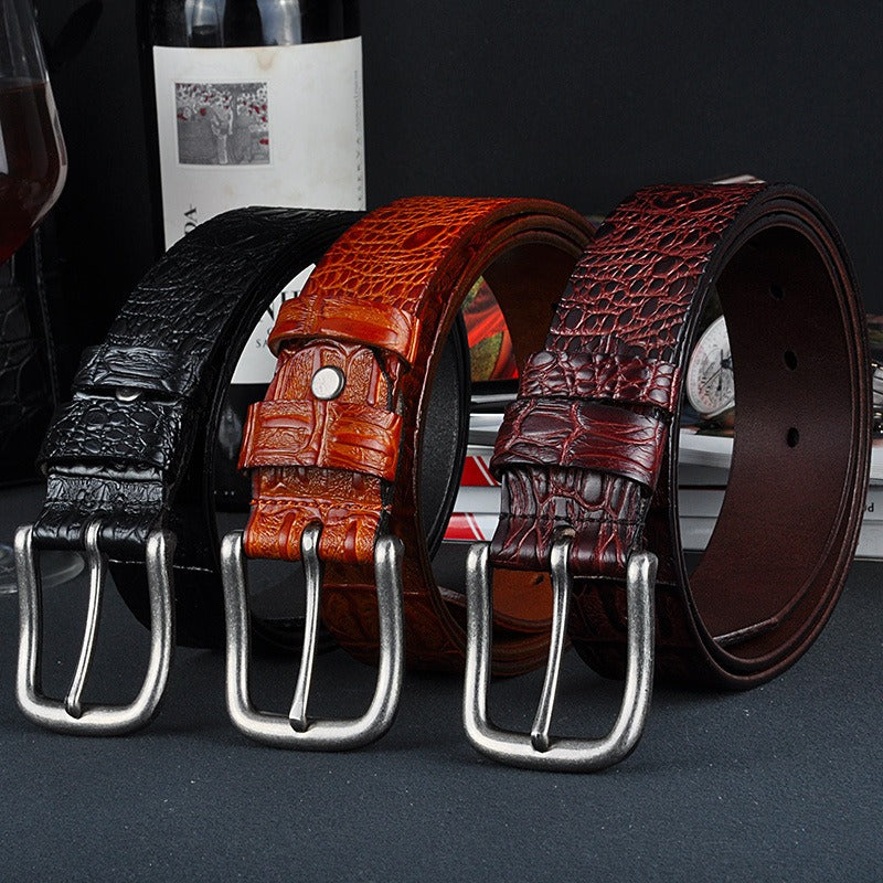 Men’s Genuine Leather Crocodile Pattern Belt