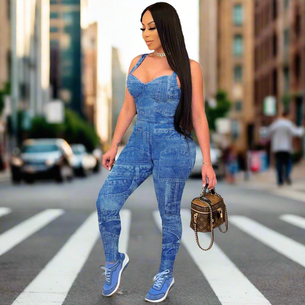 New European Suspenders Denim Jumpsuit