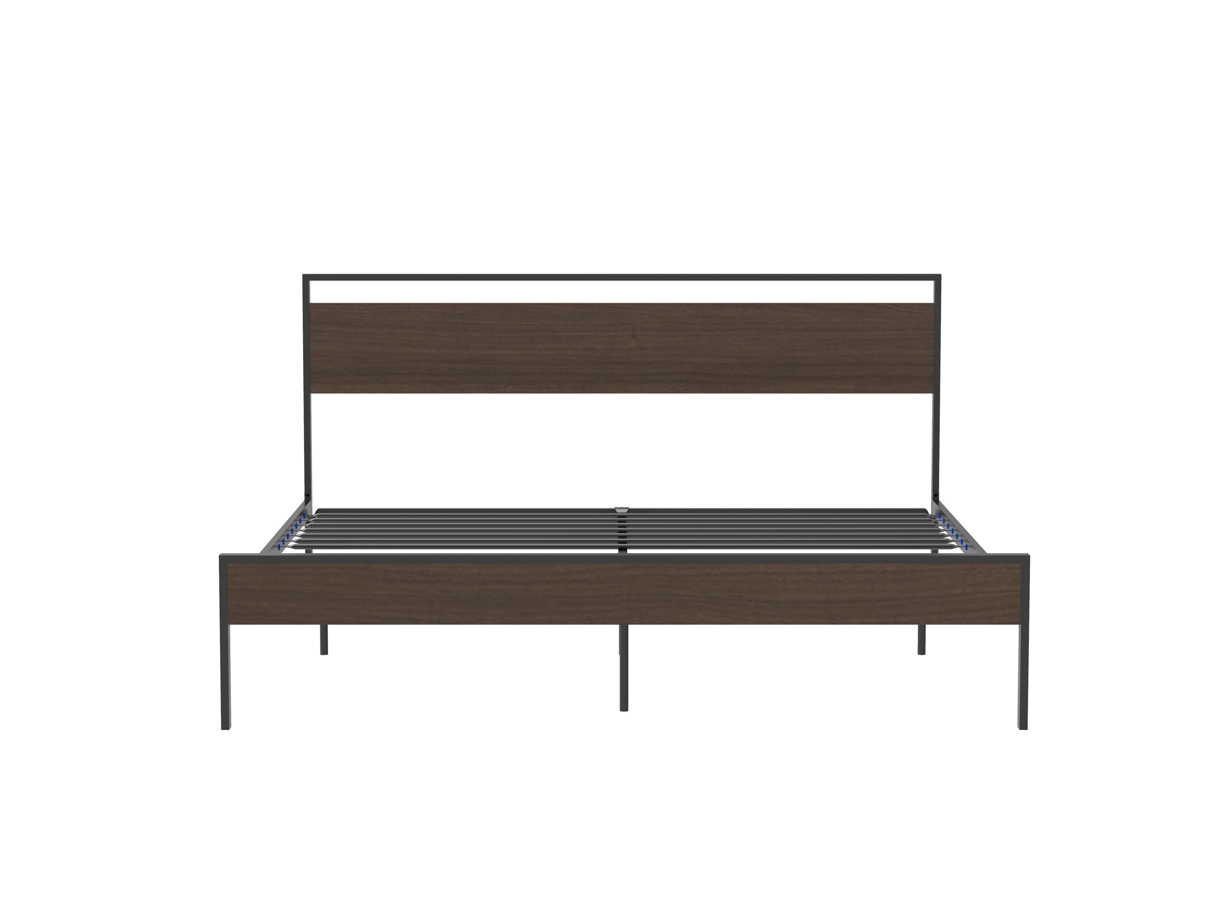 Ceres Metal Bed Black with Walnut wood Headboard&Footboard King