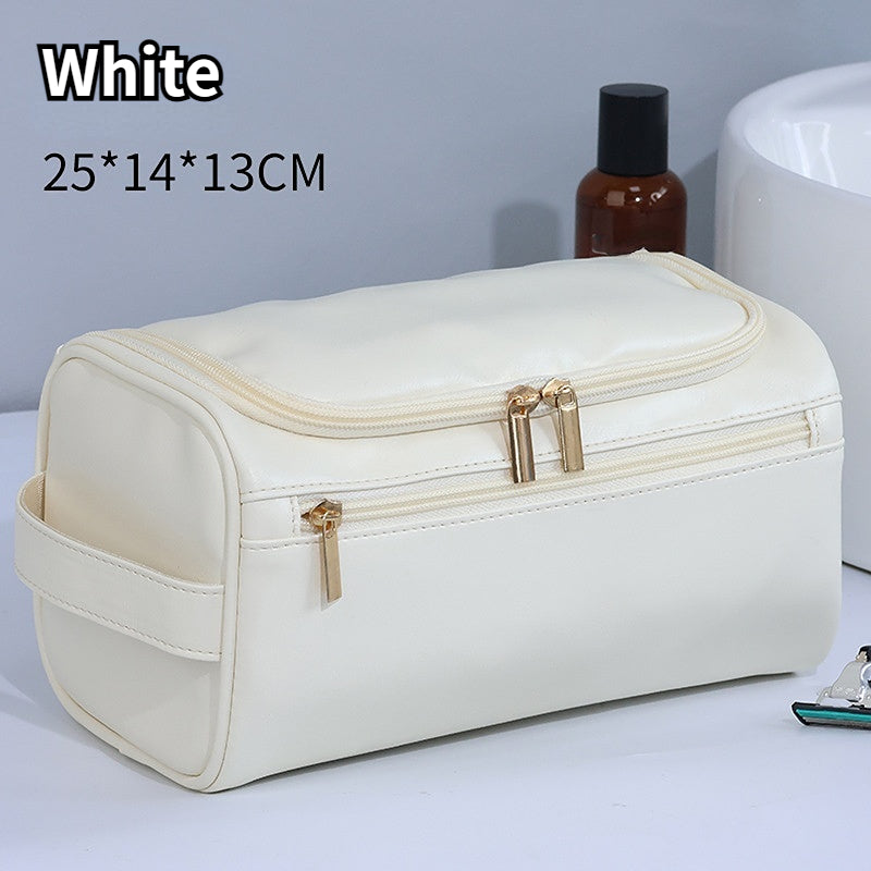 Large capacity men's toiletries bag portable for outdoor use PU waterproof makeup bag minimalist business travel handbag