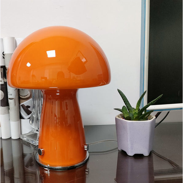 Lámpara de mesa Ins, lámpara de hongo de vidrio naranja Blogger, lámpara de ambiente de decoración para el hogar, lámpara de noche para dormitorio