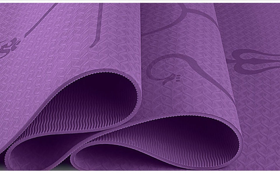 Tapis de yoga avec ligne de positionnement Tapis antidérapant pour débutants Tapis de gymnastique de fitness environnemental