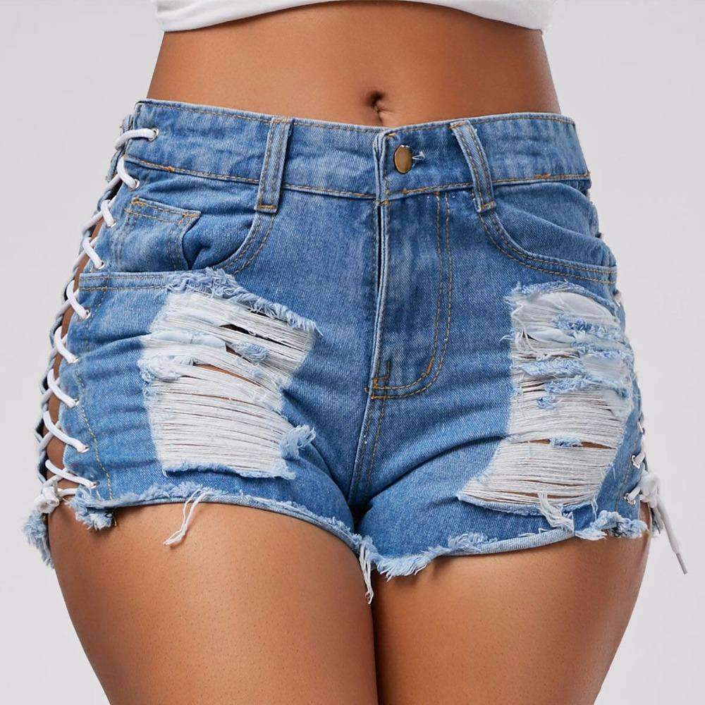 High Waist Ripped Jeans Short