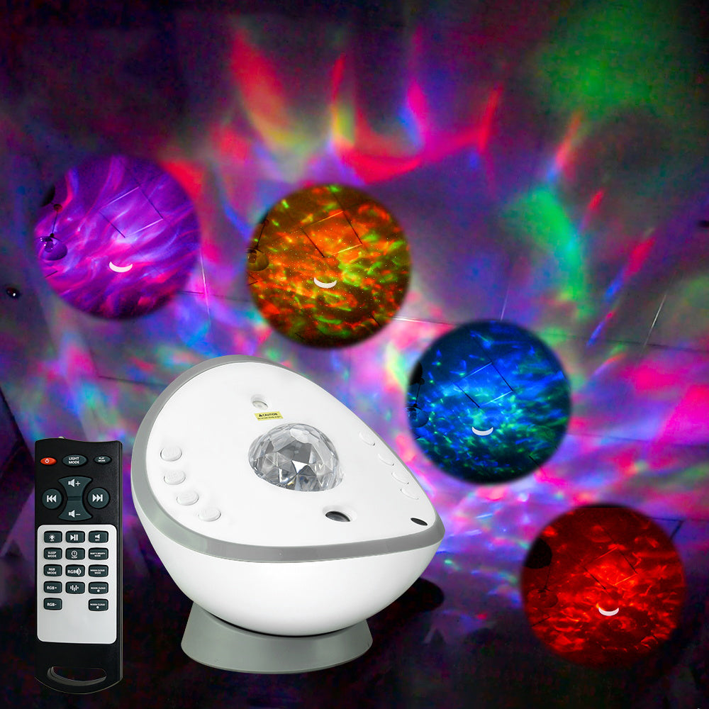 Lampe de projection d'étoiles de lune, haut-parleur d'aide au sommeil, musique Bluetooth, lampe d'ambiance aurore, lampe laser à motif d'eau, lampe étoile