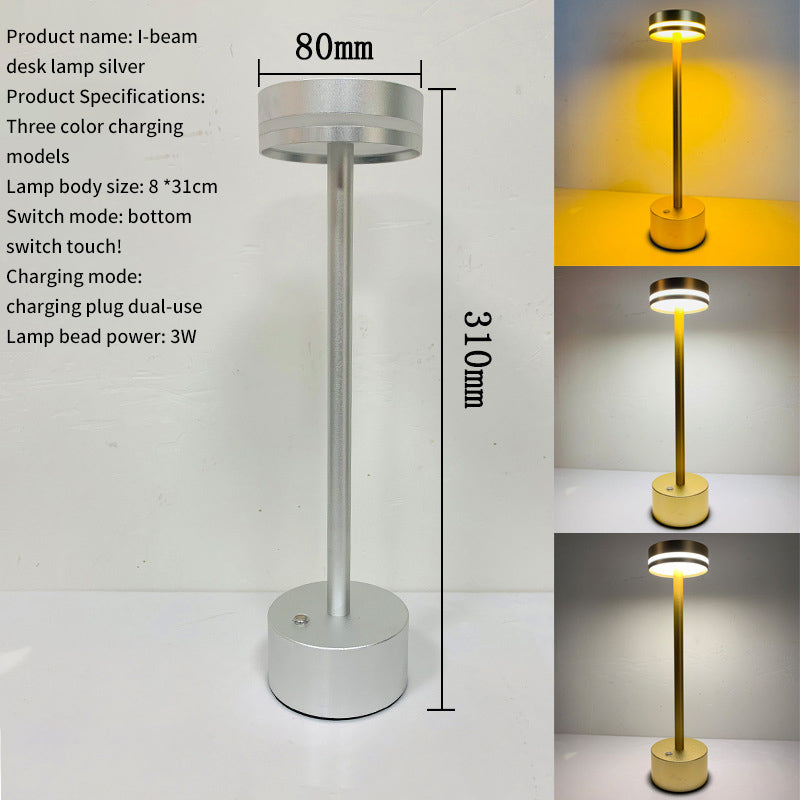 LED Metal Nordic Table Lamp Bedroom Bedside Rechargeable Table Lamp Eye Protection Small Night Lamp Creative Restaurant Bar Table Lamp