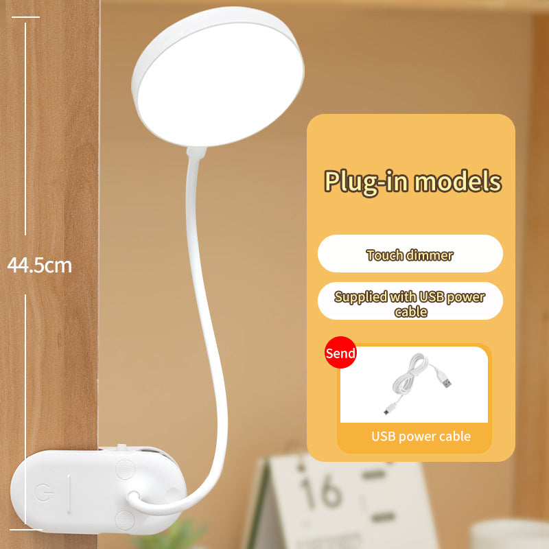 Lampe de bureau à pince pour étude avec dortoir étudiant, lampe de protection des yeux à domicile, lampe de chevet LED rechargeable pour chambre à coucher