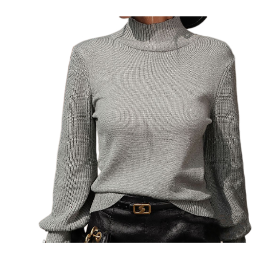 Pull en maille pour femme avec col montant et perles cloutées